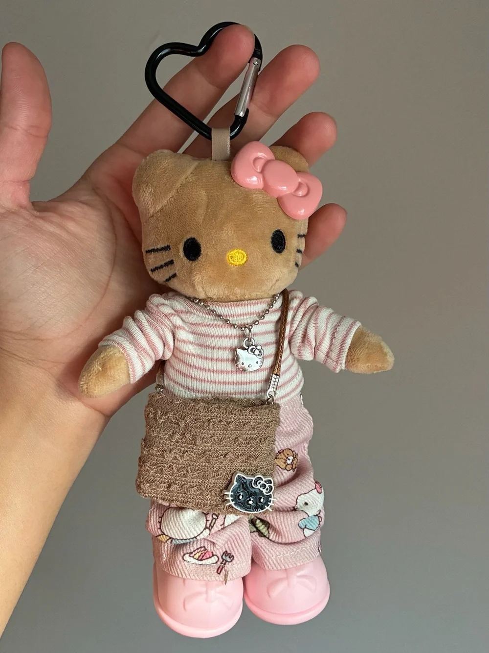 Hello Kitty Pink Fashion Diva Plush Keychain Bag Charm